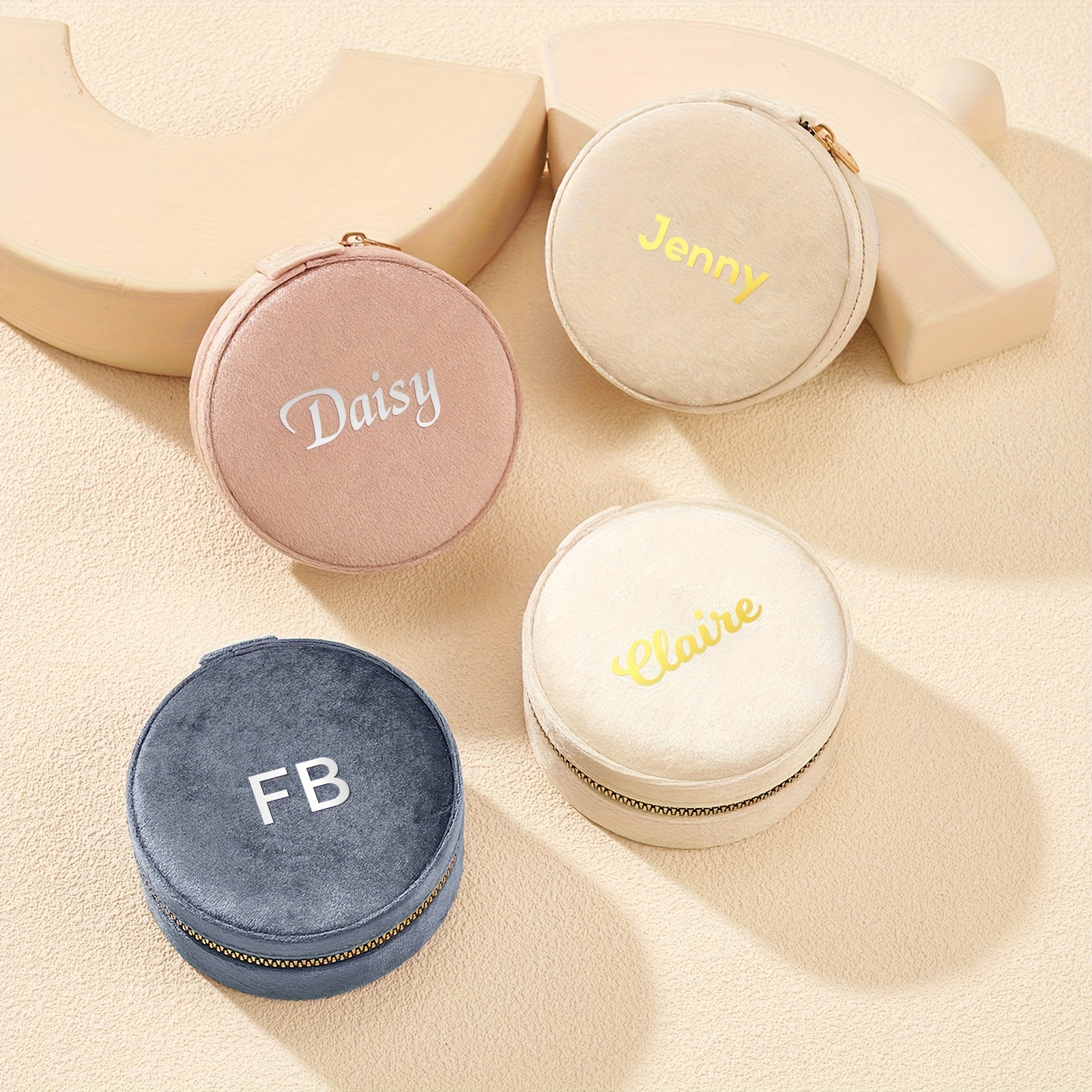 Personalized Velvet Travel Jewelry Box, Elegant Storage